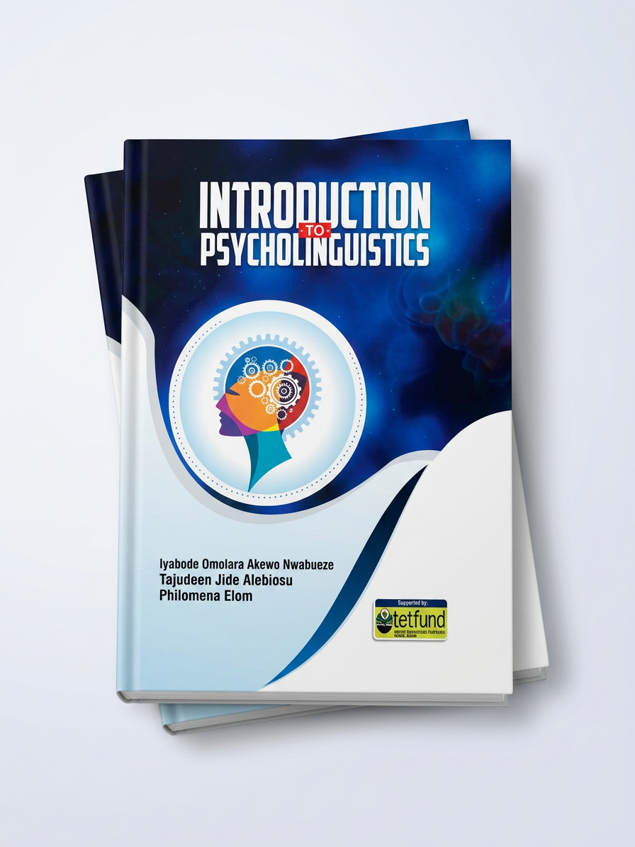 Book cover for 'Introduction to Psycholinguistics' featuring a colorful brain illustration and a blue cosmic background.
